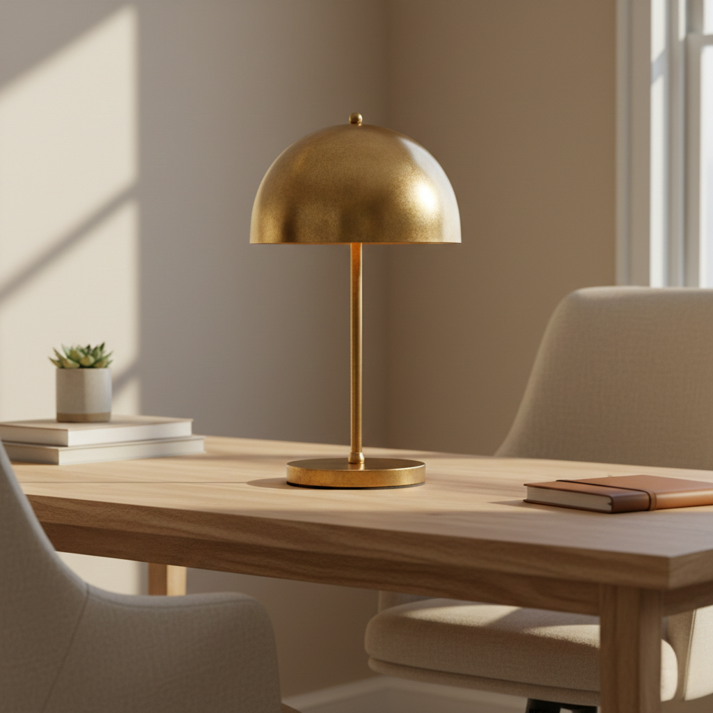 Brushed Gold Dome Table Lamp