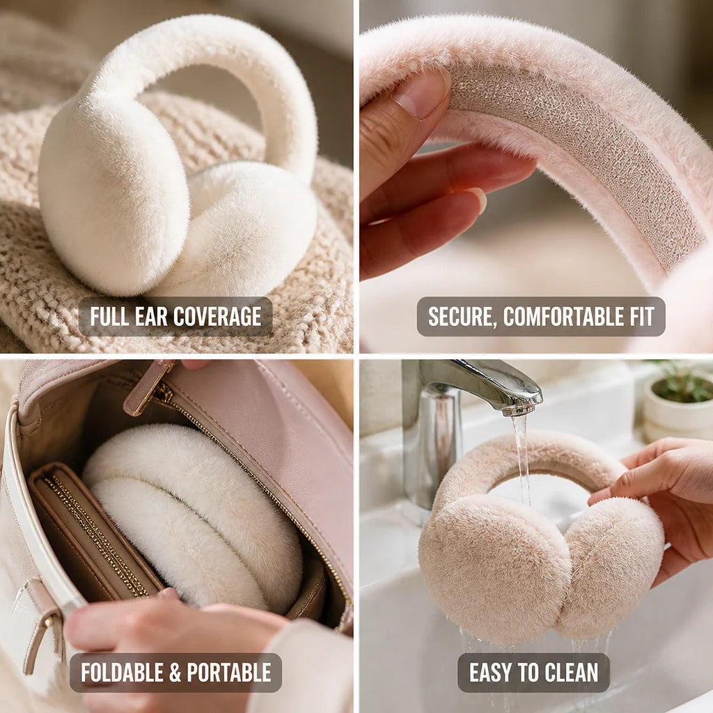 Women's Winter Ear Muffs Fleece Headband Non-Slip (Foldable)