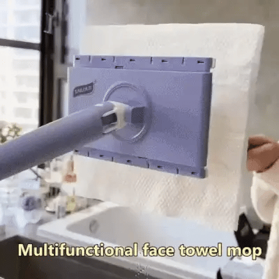 Microfiber Floor Mop Swivel Mop Head & Washable Pads (Wall Mount Holder)