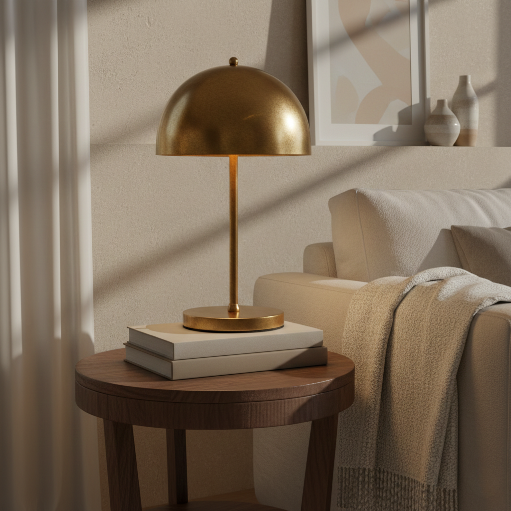 Brushed Gold Dome Table Lamp