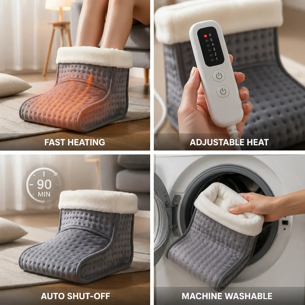 Electric Foot Warmer with 6 Settings and Remote Control (Washable Lining)