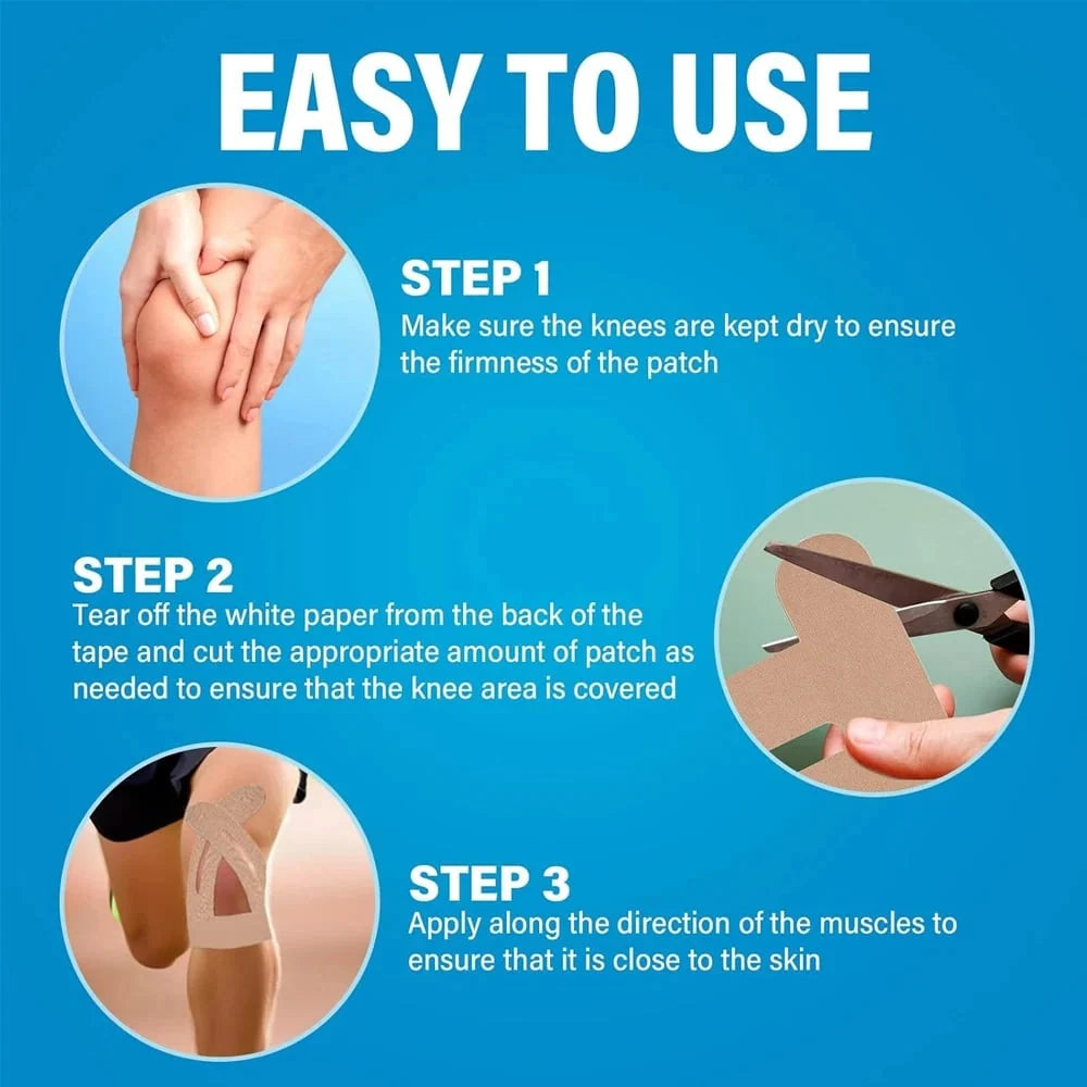 Kinesiology Tape for Knees, Pre-Cut Cotton Strips
