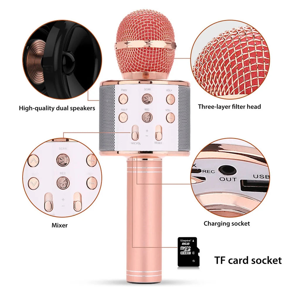 Karaoke Microphone Bluetooth Speaker & Rechargeable 1500mAh Battery