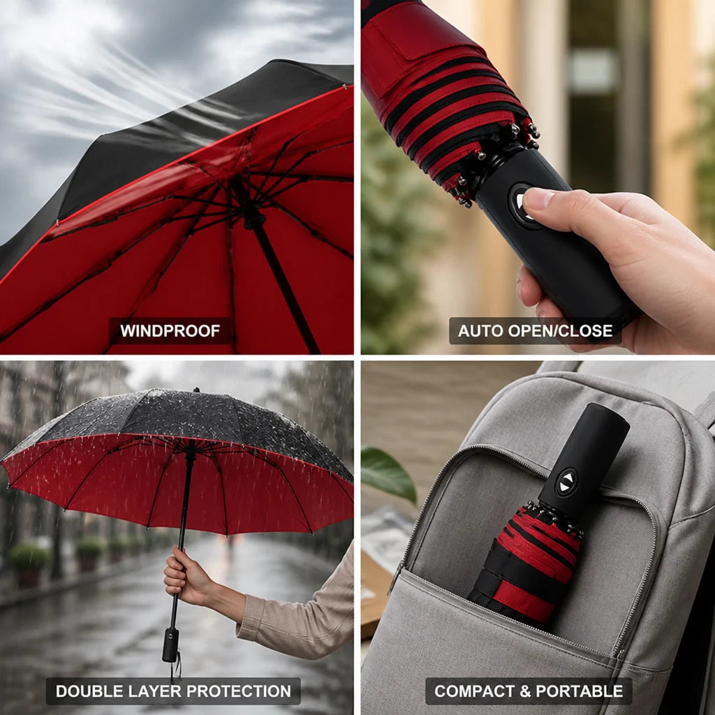 Windproof double-layer automatic umbrella
