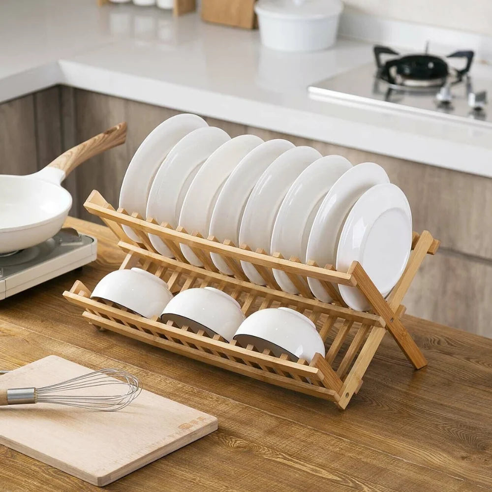 Bamboo Drying Rack with Vertical Compartments