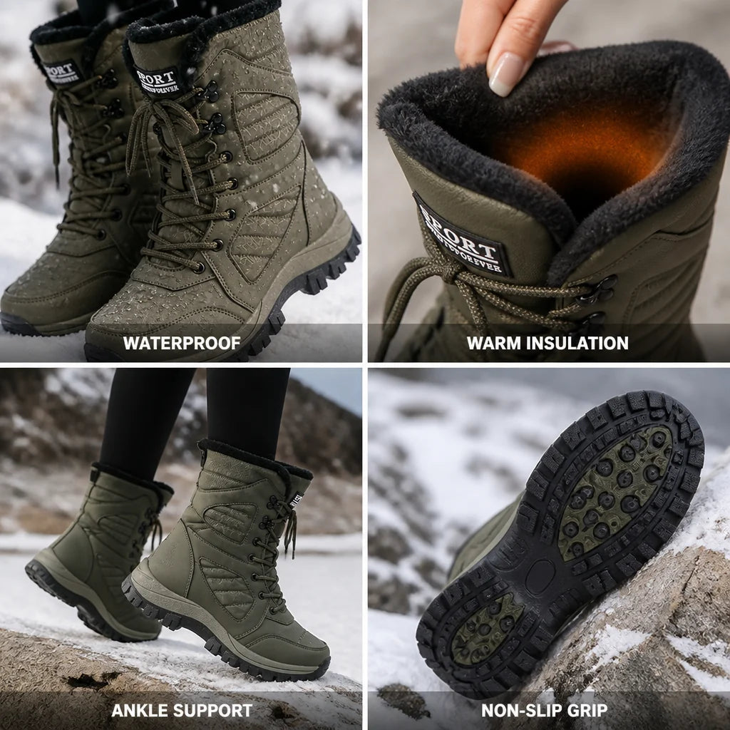 Waterproof insulated high-top snow boots