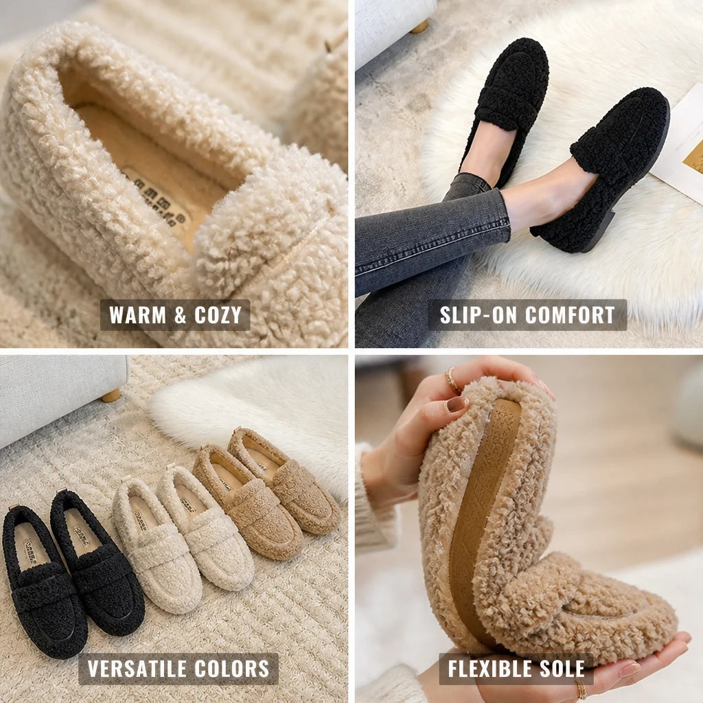Slip-on Slippers with Wool and Plush Lining (Unisex)