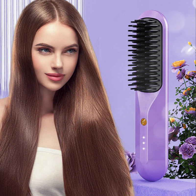 Cordless Hair Straightening Comb with Negative Ions
