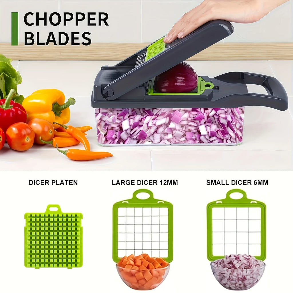 Multifunctional 16-in-1 Vegetable Cutter with Catch Container