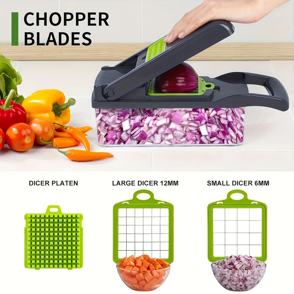 Multifunctional 16-in-1 Vegetable Cutter with Catch Container