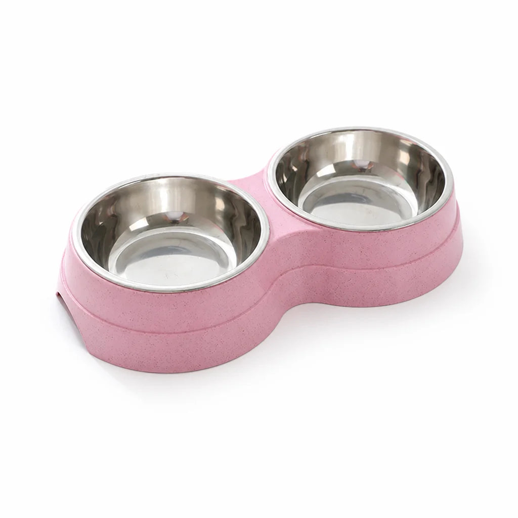 Stainless Steel Double Feeding and Water Bowl (Small Dogs & Cats)