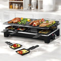Electric Grill with 8 Raclette Pans & Reversible Nonstick Plate