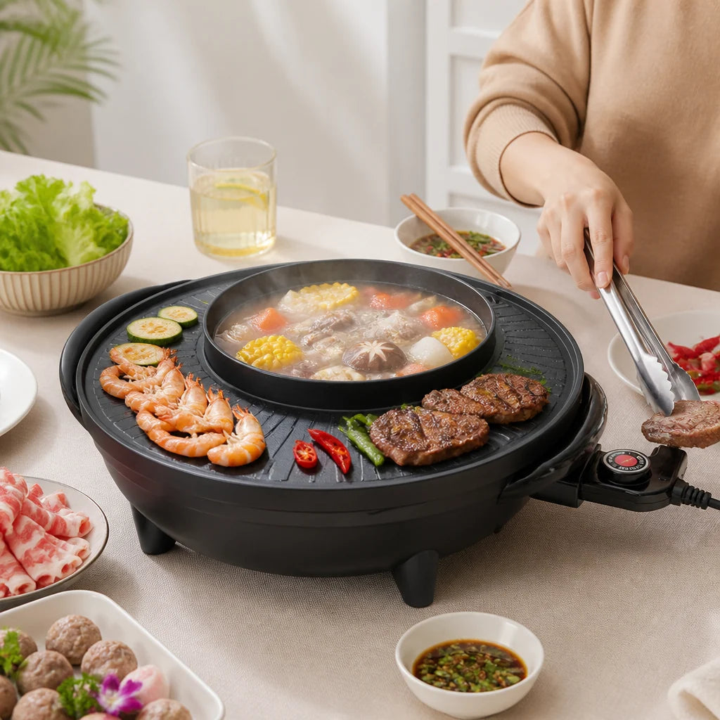 All-in-One Electric Hot Pot & Teppanyaki Grill Plate (5–6L)