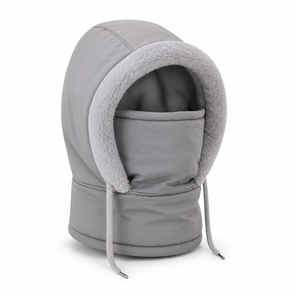 Plush-lined windproof balaclava (integrated face mask)
