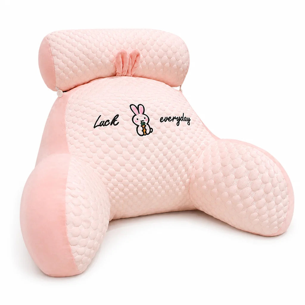 Extra-large reading pillow with memory foam and backrest (with armrests)