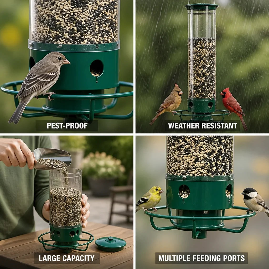 Weight-activated, rotating perch birdhouse (2.3 kg capacity)