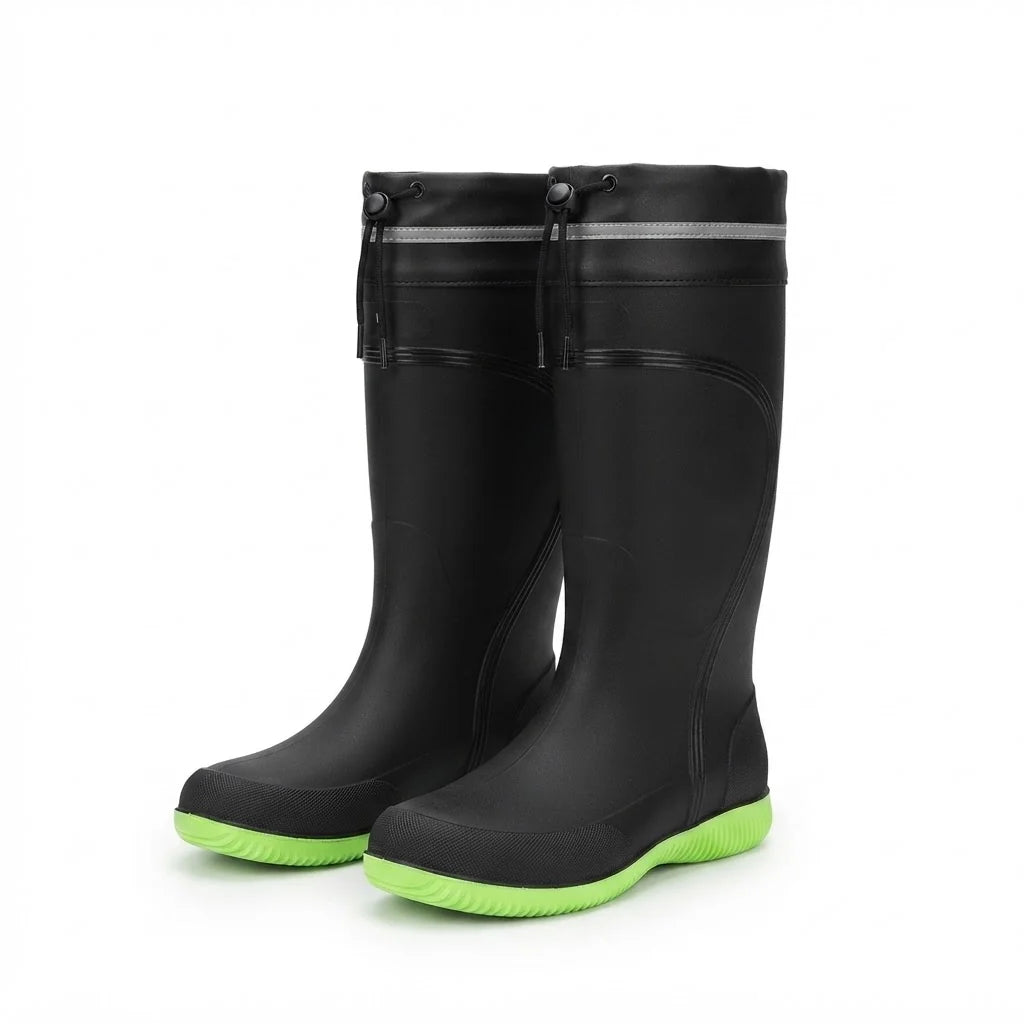 Waterproof, fleece-lined, non-slip knee-high rain boots
