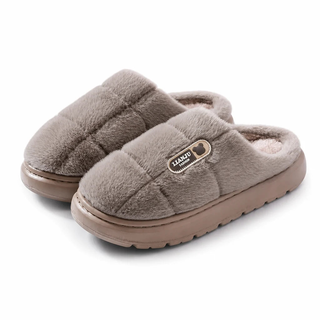 Plush, Fleece-Lined, Non-Slip Slippers (Unisex)