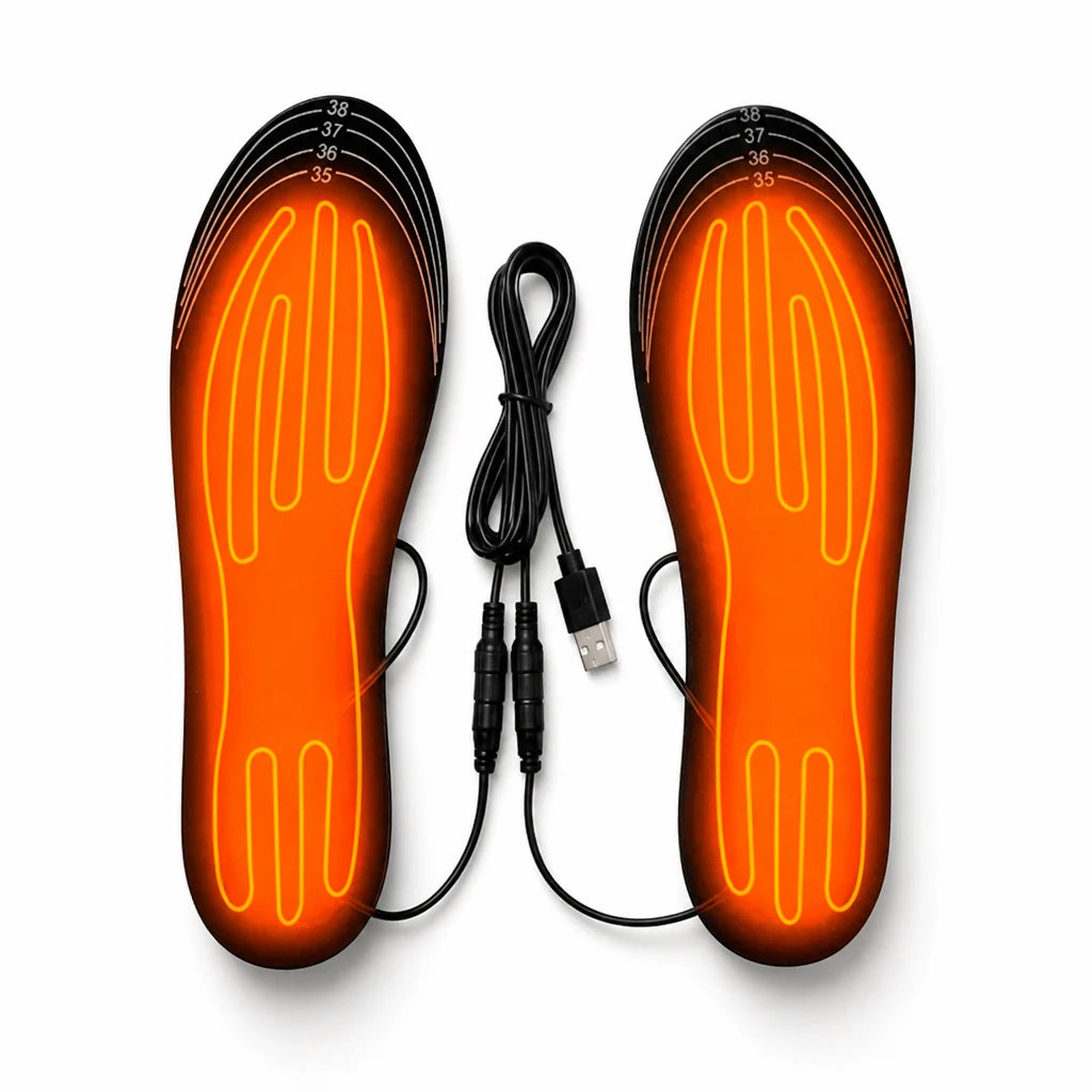 USB rechargeable heated insoles with dual-zone heating (cuttable)