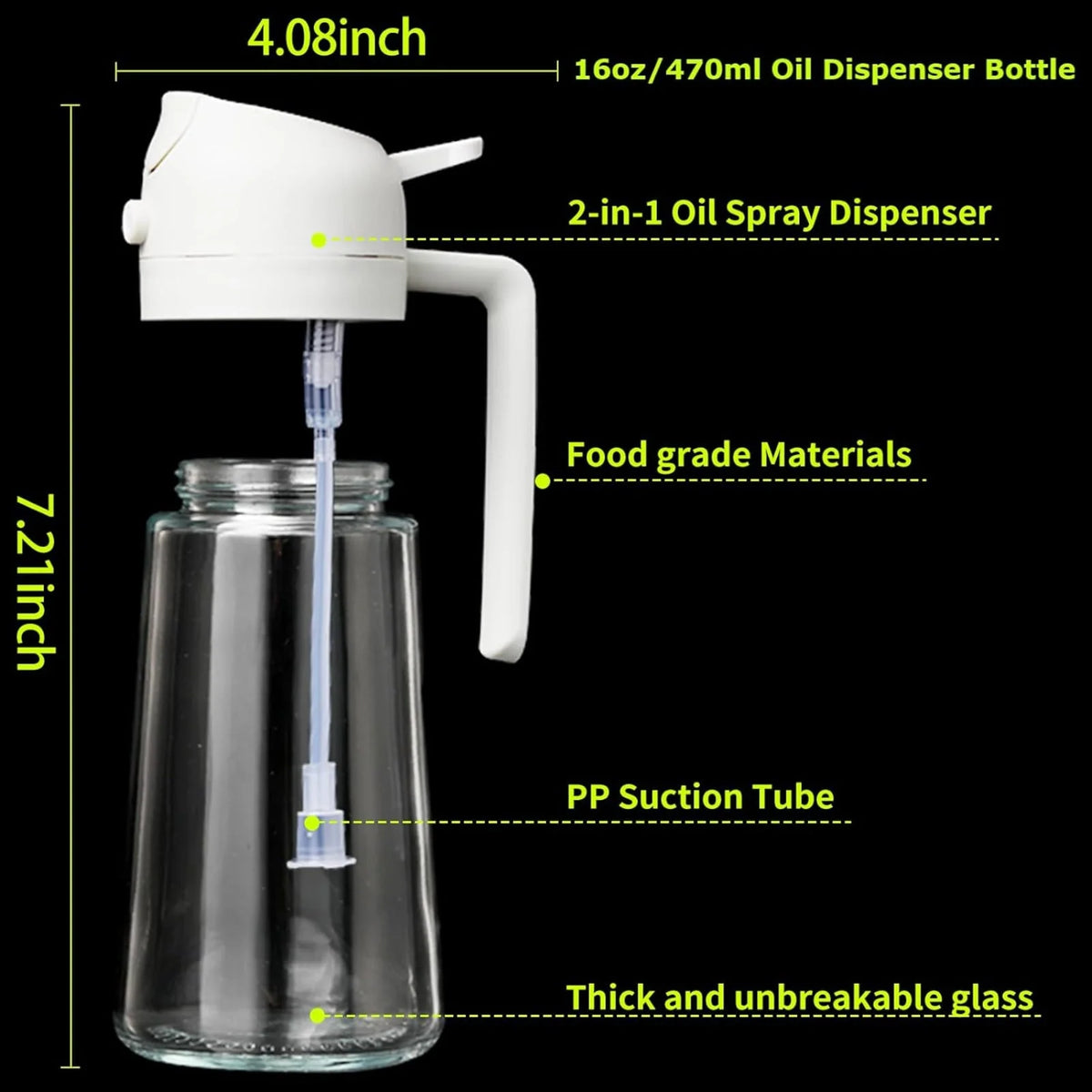 Oil Dispenser Bottle Glass Cooking Sprayer