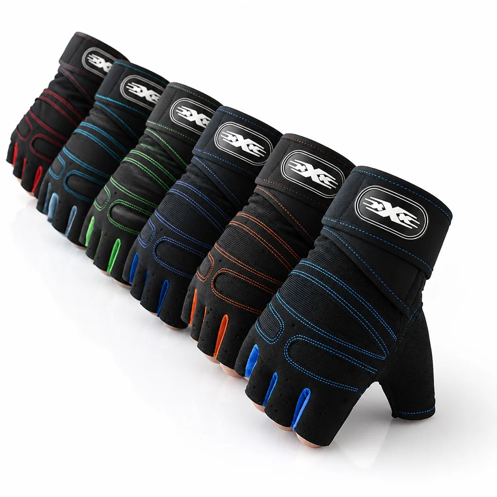 Breathable Padded Palm and Wrist-Supporting Weightlifting Gloves