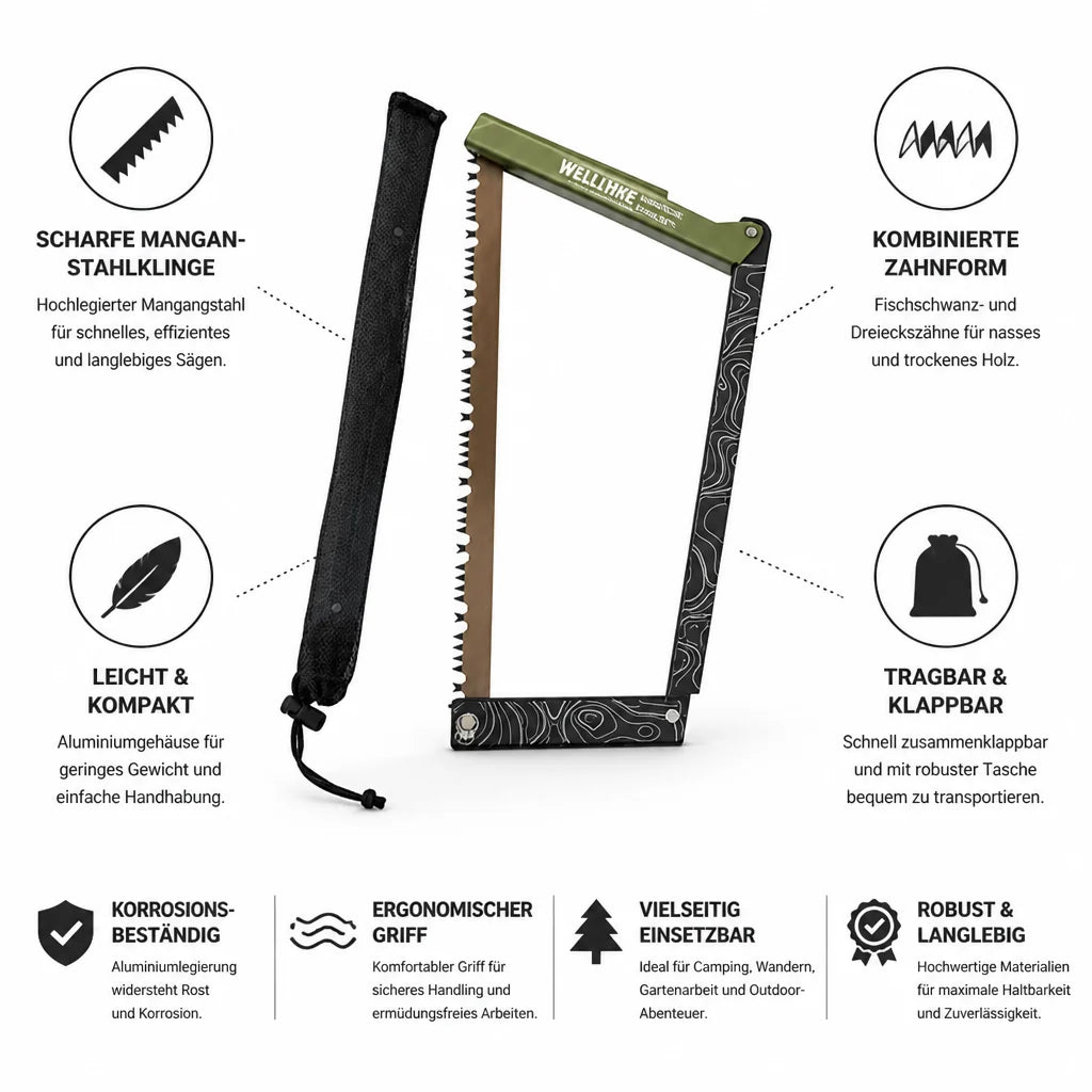 Folding Saw with Manganese Steel Blade and Aluminum Housing