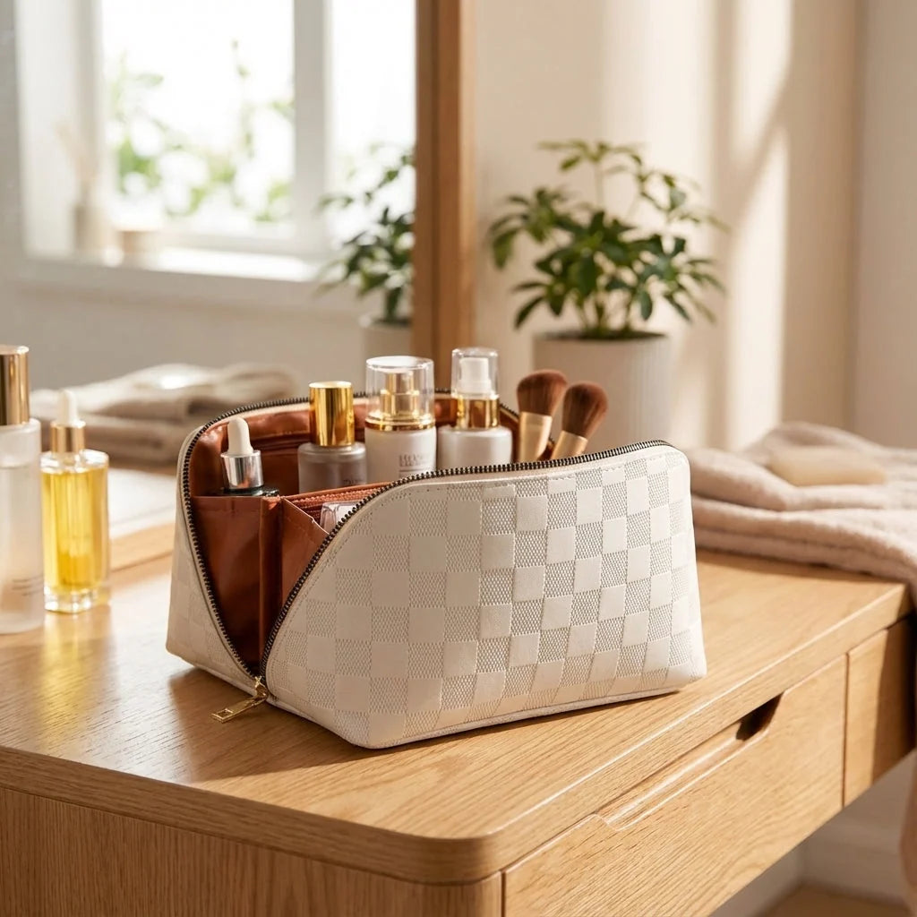 Cosmetic bag made of water-repellent PU leather