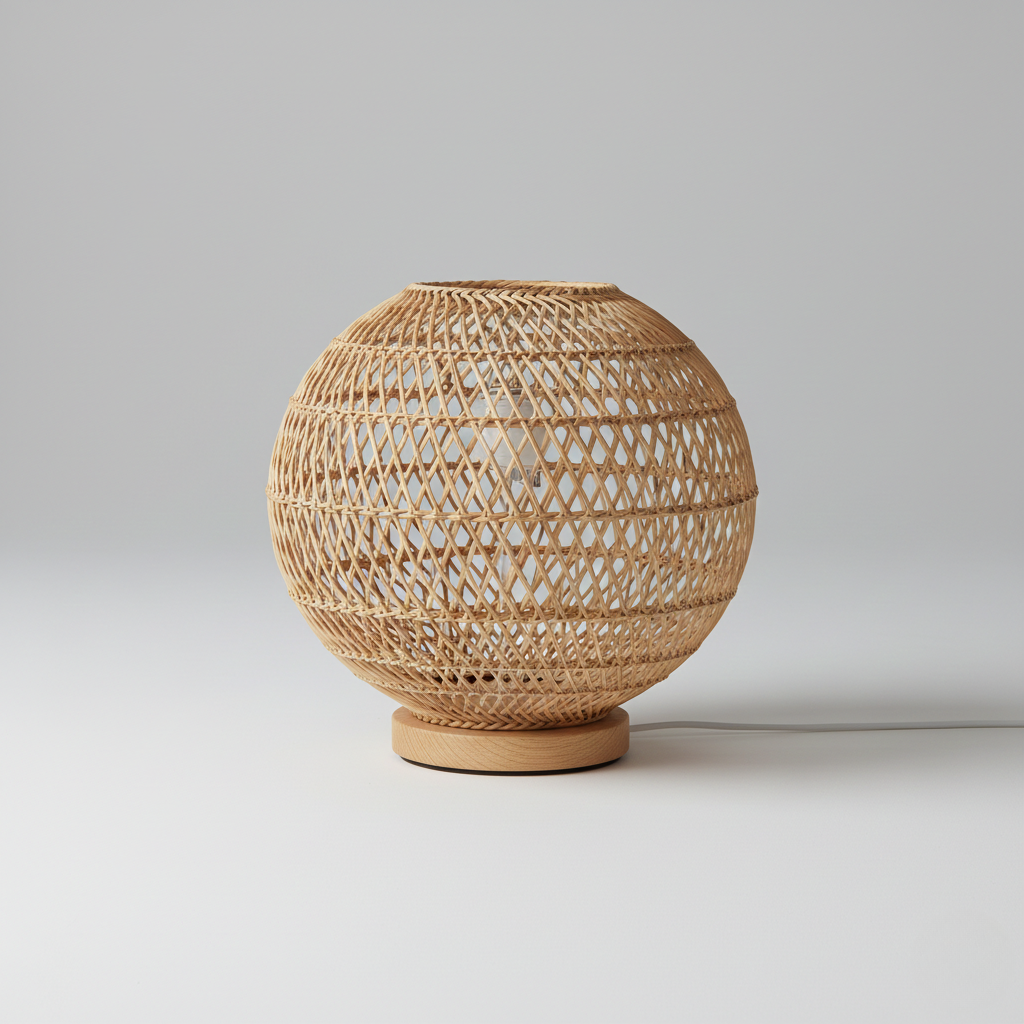 Woven Rattan Globe Table Lamp