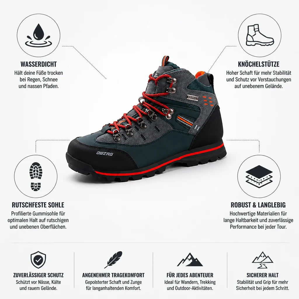 Waterproof, high-cut, slip-resistant hiking boots (Men)