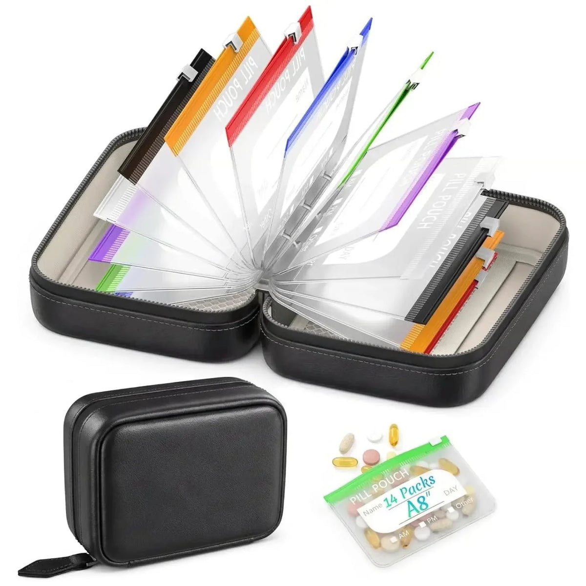 Tablet organizer with 14 compartments and zipper