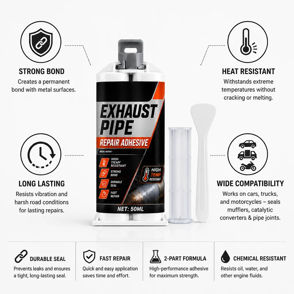 1 + 1 FREE | Two-Component High-Temperature Exhaust Pipe Repair Adhesive (50 ml)