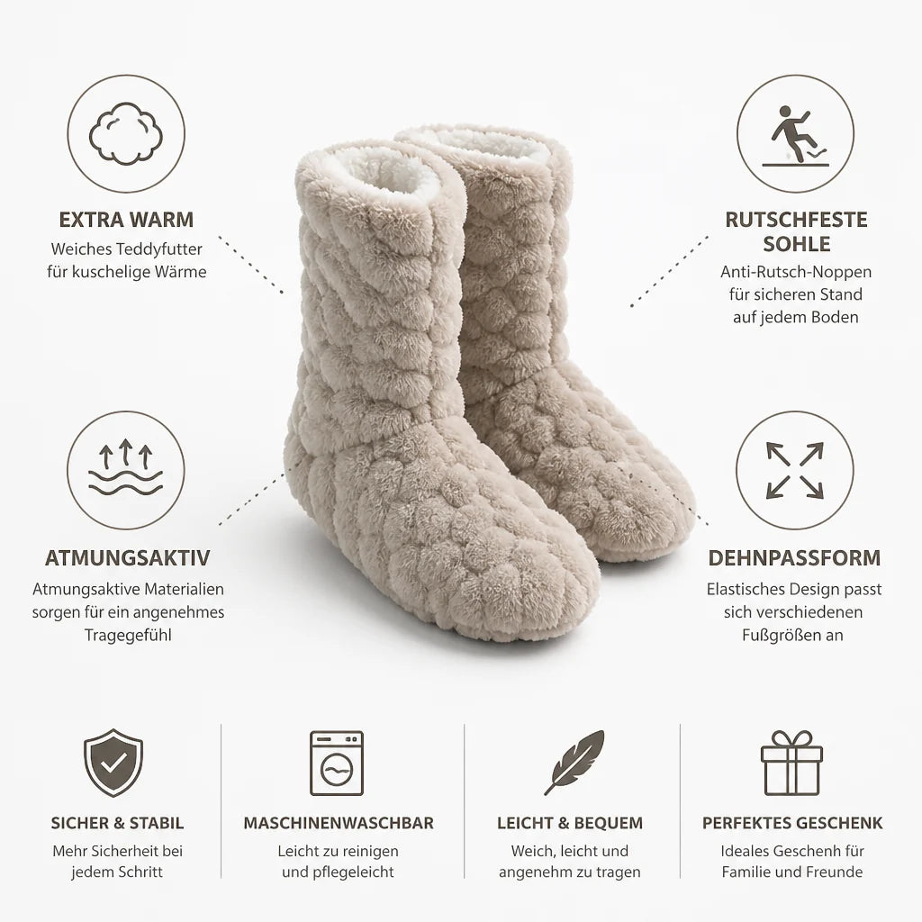House socks with teddy lining and non-slip sole