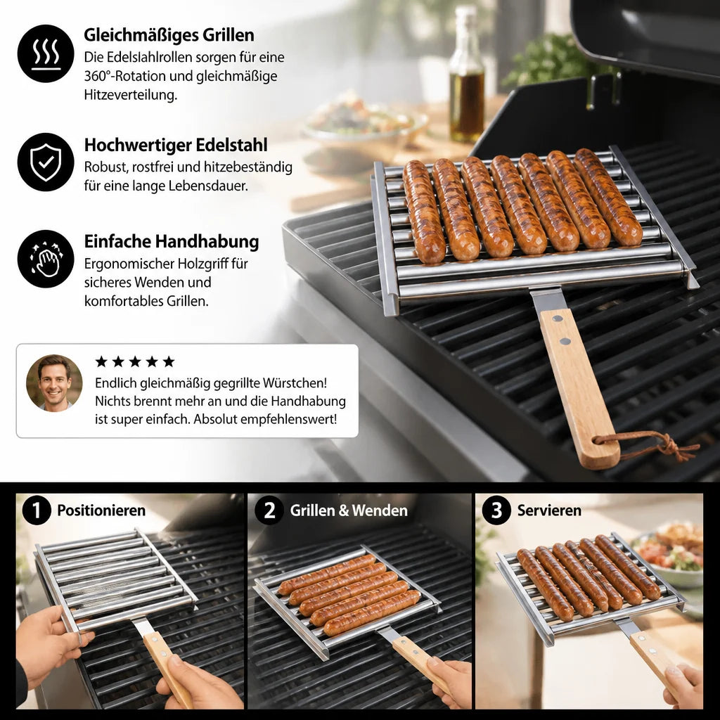 Stainless Steel Sausage Holder Rolling Grill Attachment