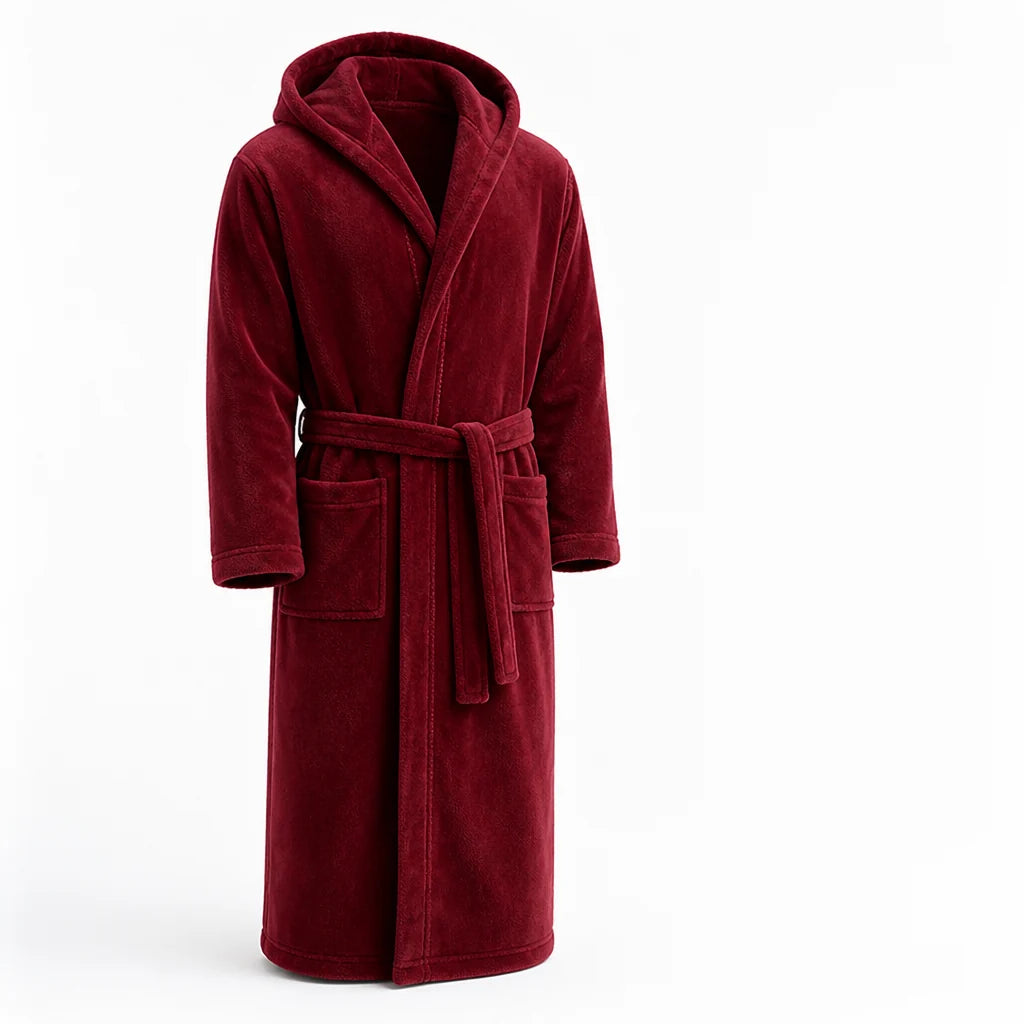 Men's Bathrobe with Hood, High Volume, and Quick-Drying Plush C3