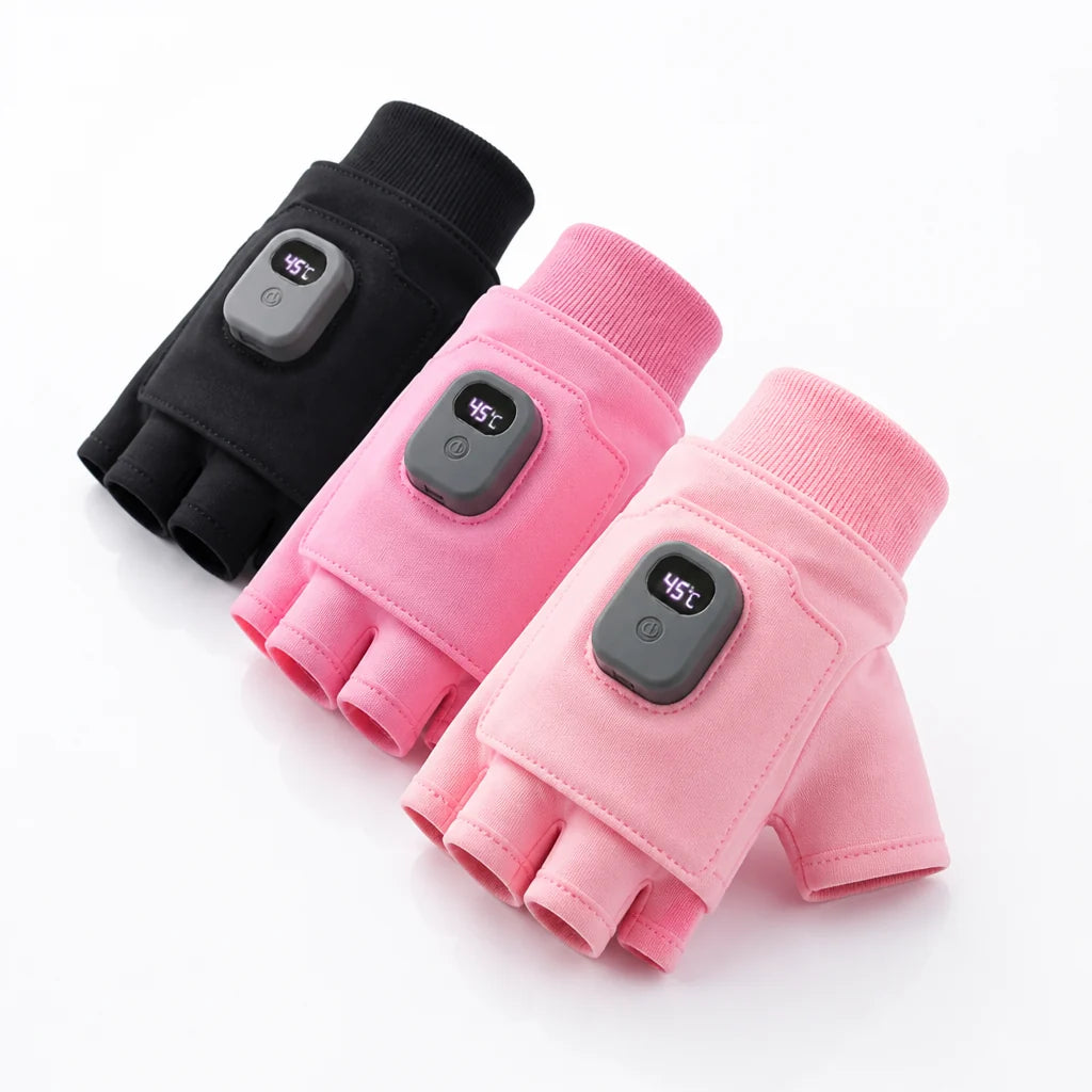 USB Rechargeable Heated Half-Finger Bicycle Gloves