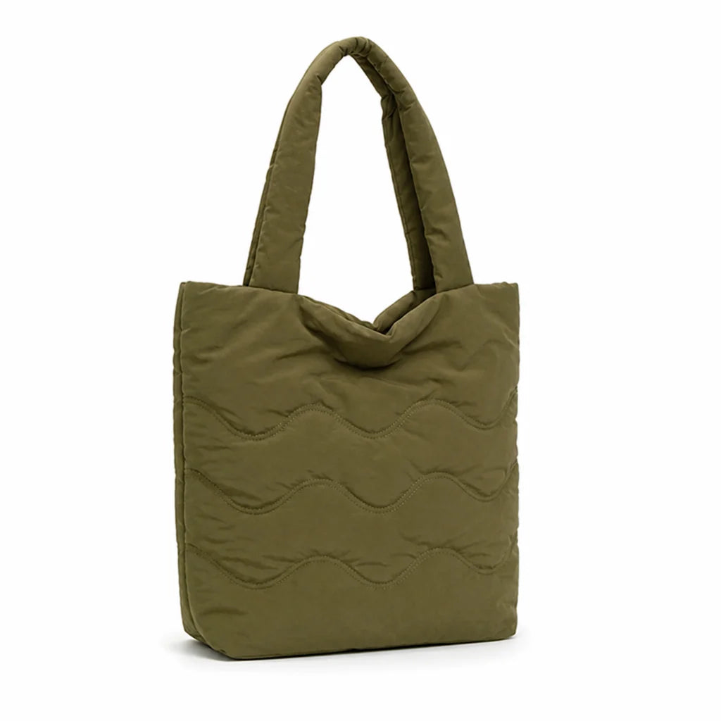 Shoulder bag with wave pattern and additional cotton padding