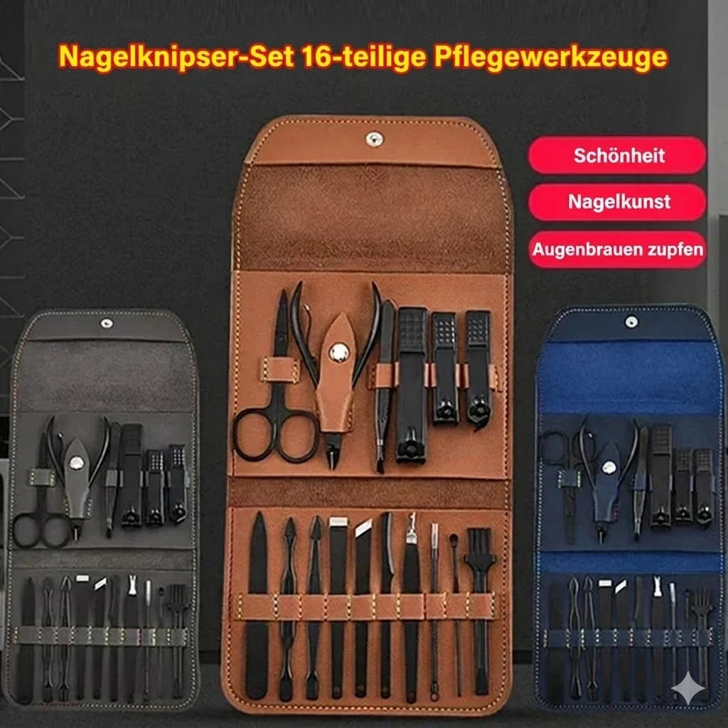16-piece manicure set with leather case