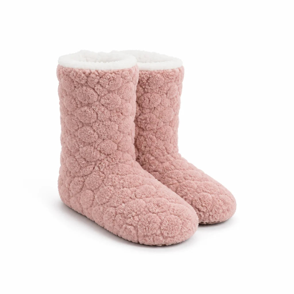 House socks with teddy lining and non-slip sole