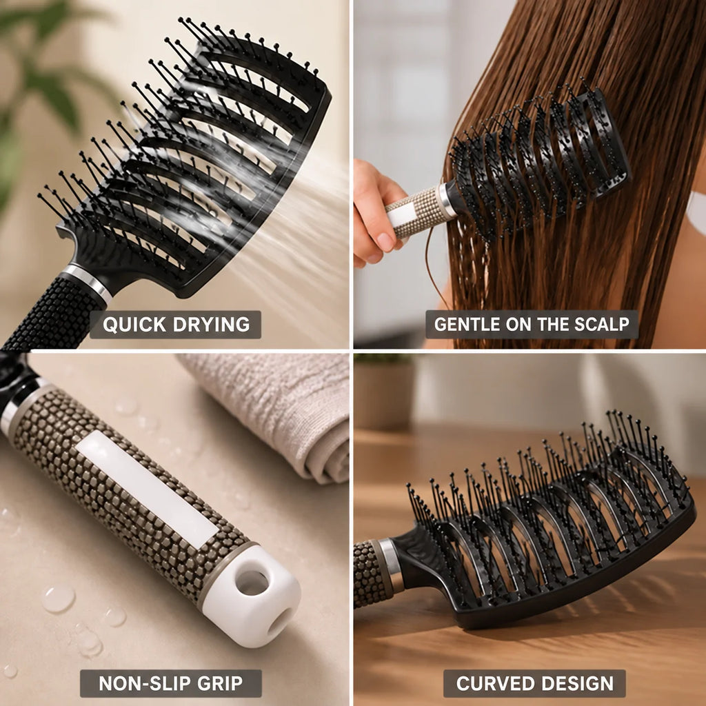 Vented Brush Curved Nylon Bristles