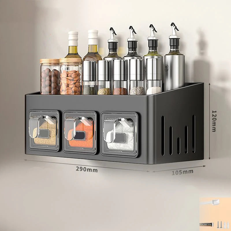 Spice Rack Without Drilling – 3 Transparent Drawers