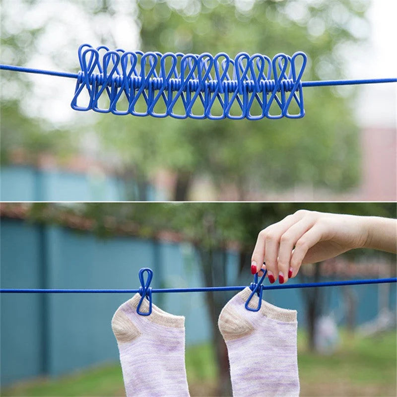 Elastic Clothesline with Clips
