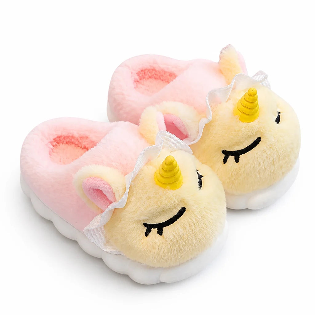Soft Plush Unicorn Slippers with Non-Slip Sole (Children)