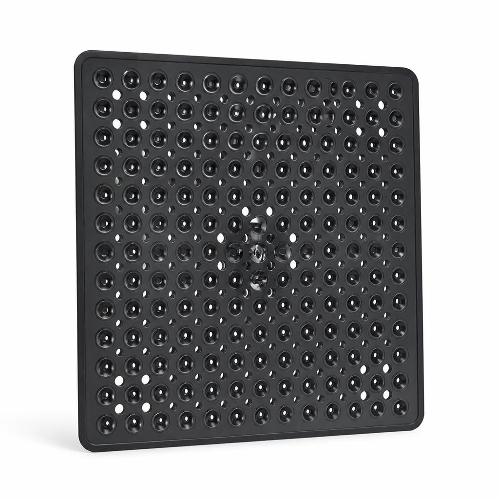 Non-slip shower mat with suction cups & quick drain (machine washable)