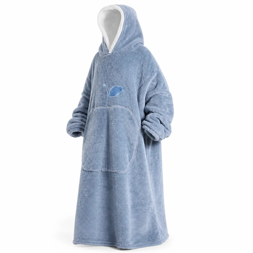 Oversized Sherpa Fleece Hoodie Blanket with Sleeves and Pocket (One Size)
