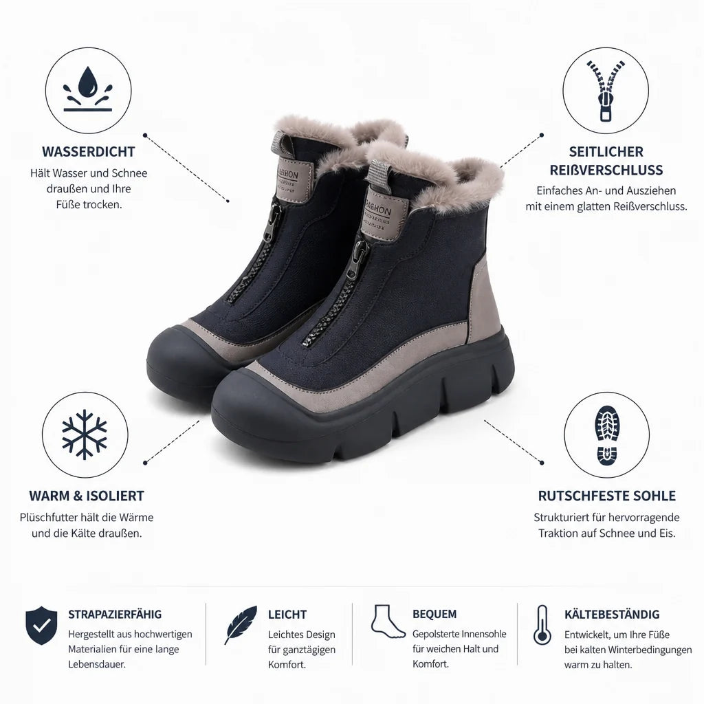 Waterproof insulated snow boots with side zipper