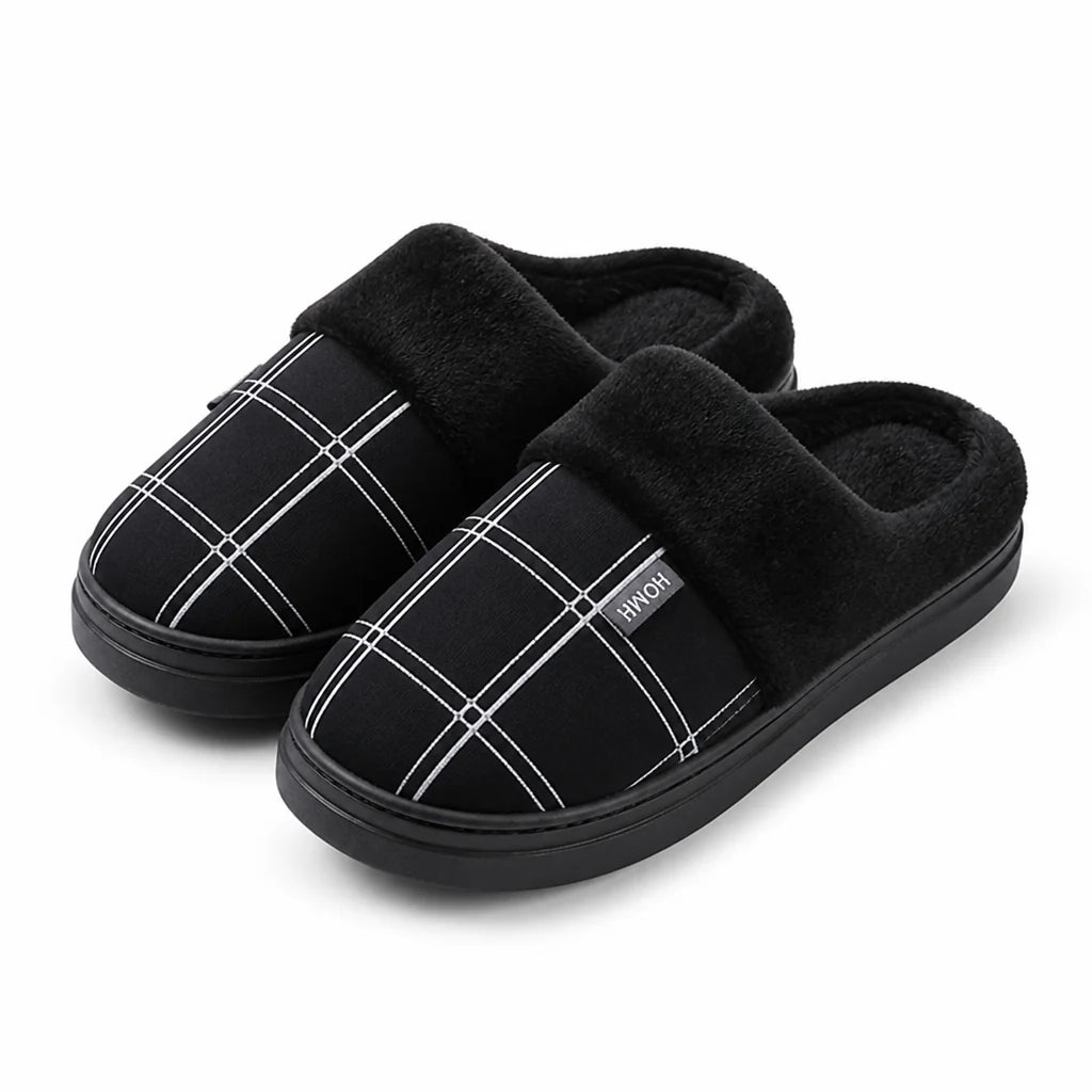 Extra-Large Plush House Slippers with Cotton Lining and Non-Slip Sole (Men)