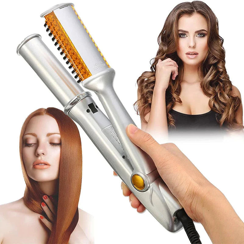 2-in-1 Rotating Hair Brush – Styling & Straightening