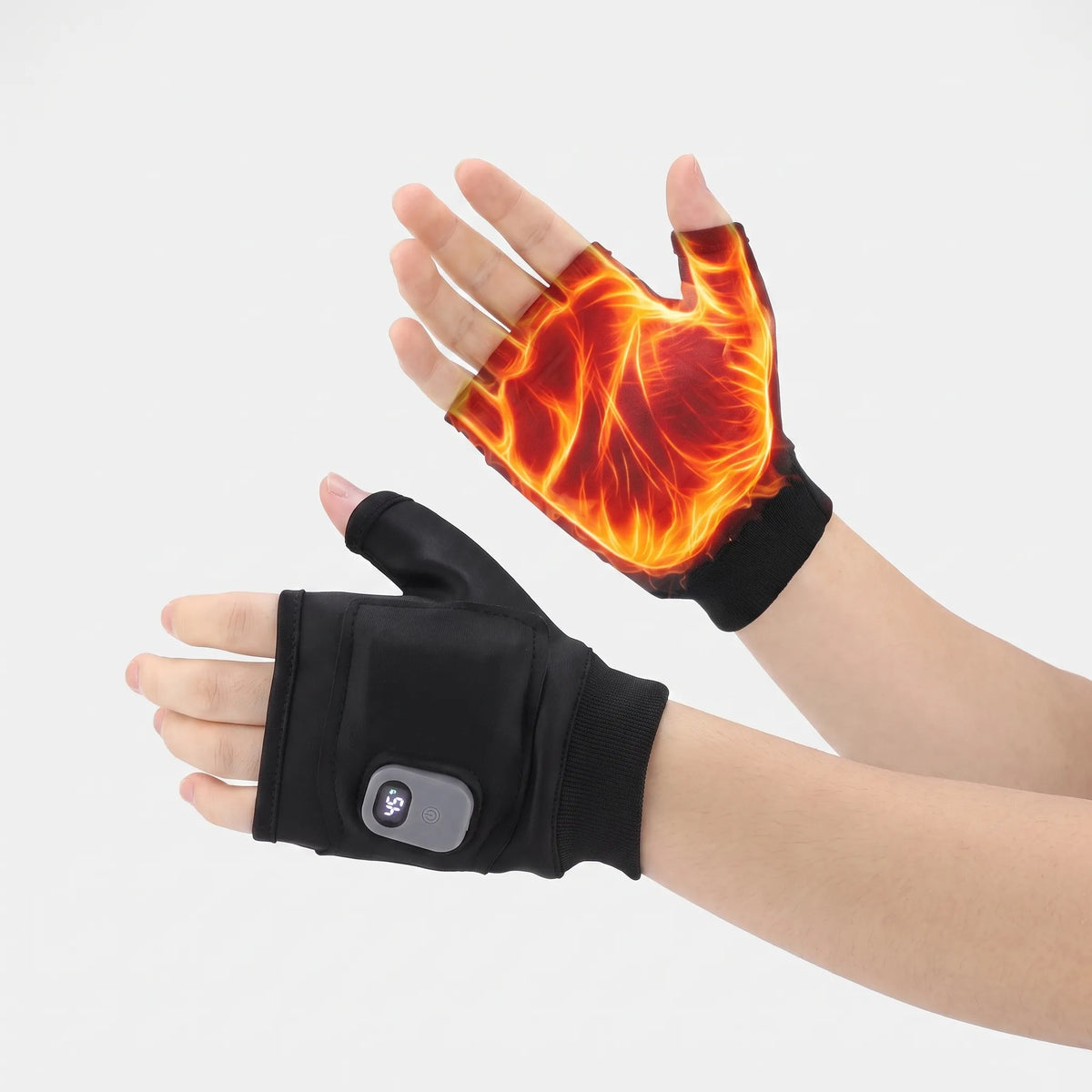 Rechargeable Heated Fingerless Gloves (Digital Temperature Display)
