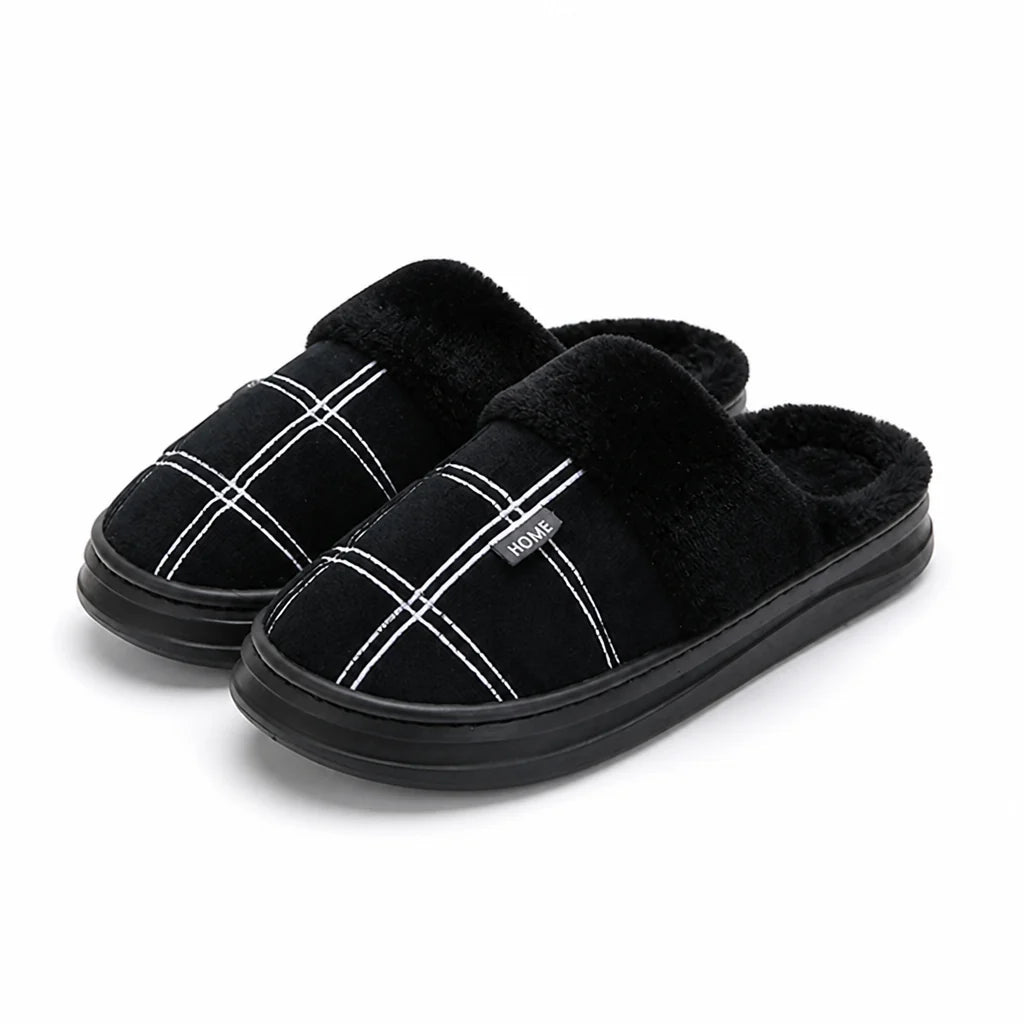 Extra-Large Plush House Slippers with Cotton Lining and Non-Slip Sole (Men)
