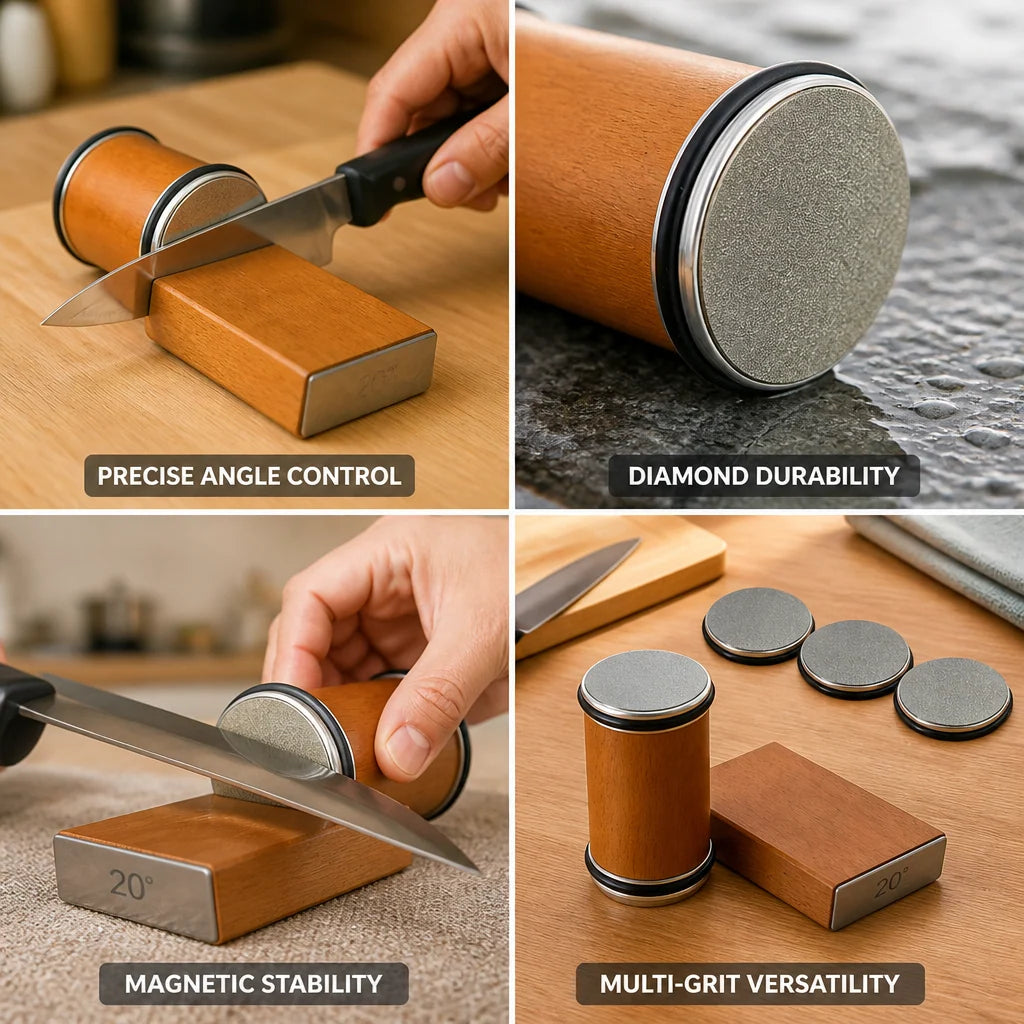 Knife Sharpening Stone Set Diamond Whetstone Magnetic Angle Guide